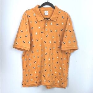 Brooks Brothers Orange Polo Shirt with Sailboats and Whales size XL